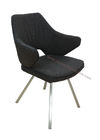 Fabric Upholstered Stainless Steel Dining Chairs Stylish Brushed Coned Legs