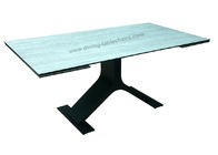 2.5 Meter Tempered Glass Dining Table With HPL Laminate For 10-12 Seats