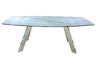 2.1 Meter Stainless HPL Dining Table , Modern Horsebelly Extension Dining Table
