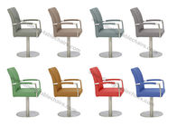 Stylish Swivelling Stainless Steel Dining Chairs High Risen Padded Armrest