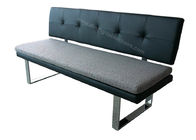 Backrest Upholstered Dining Bench High Density Sponge Chrome Plated Leg