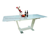White Painted Tempered Glass Dining Table 2.2 Meter Stainless Base