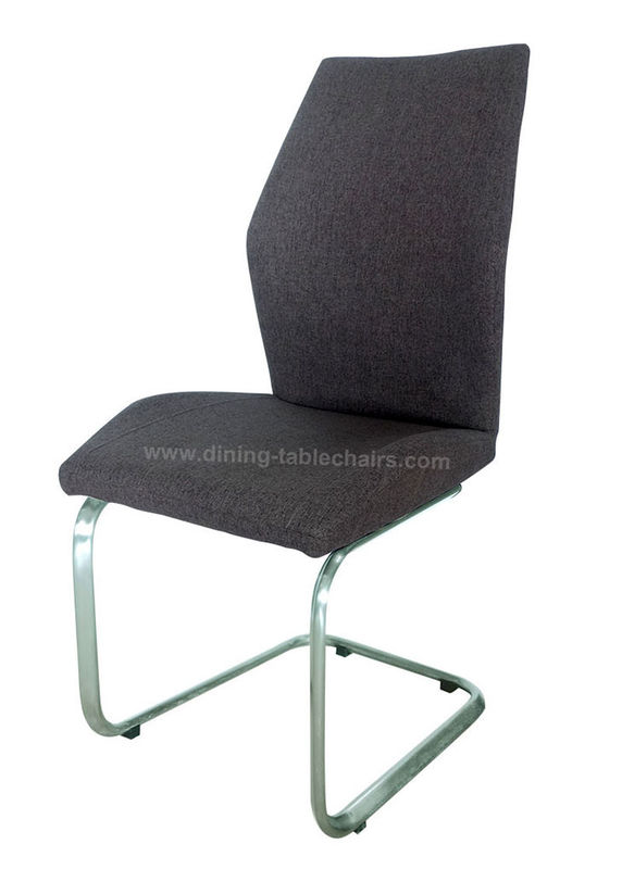 Leisure Stainless Dining Chair Polyester Fabric Brown Shell Brushed Stainless Leg