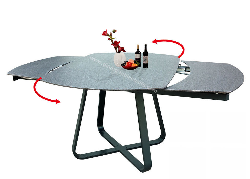 1.9 Meter Extension Dining Table , Stone Coated Industrial Dining Table