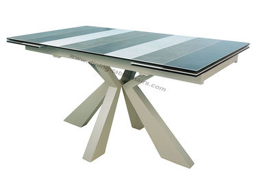 Tempered Glass Ceramic Top Dining Table , Expandable Rectangle Dining Table