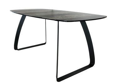 Ceramic Fixed Dining Table , 1.6 Meter Tempered Glass Top Dining Table