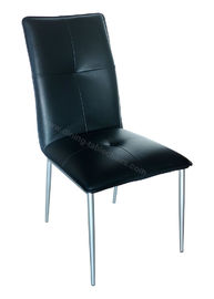 PVC Upholstered Dining Chair Silver Leg Skin Friendly Gentle Material