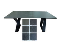 Grey Top Rectangular Glass Dining Table Stone Coated Tempered Glass 2.6 Meter
