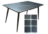Tempered Glass Stone Look Dining Table Extension Type Grey Top Moka Leg