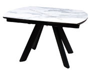 1.9 Meter Ceramic Top Dining Table , Horsebelly Glass Extension Dining Table