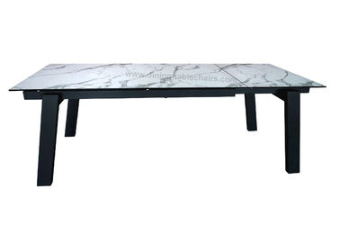 Elegant Rectangle White Extension Table HPL White Extured Top 2.2 Meter