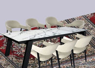Elegant Rectangle White Extension Table HPL White Extured Top 2.2 Meter