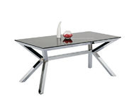 Rectangle Fixed Dining Table , Stainless Steel Black Painted Dining Table