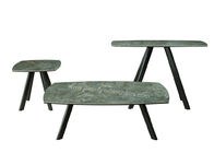 Elegant Green Glossy Artistic Coffee Tables Ceramic Topped Scratch Proof