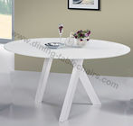 Super White Painted Tempered Glass Dining Table Dia 1.5 Meter Streamlined Legs