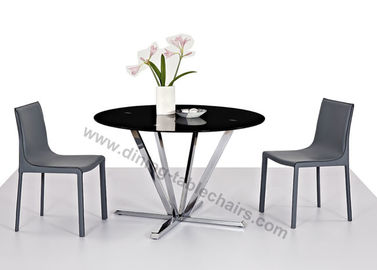 Black Tinted 6 Person Round Dining Table Scratch Proof Ideal For Living Room