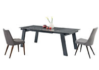 Fashion Rectangle Stone Look Dining Table Tempered Glass Extension Type
