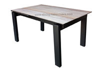 Tempered Glass Square Extension Dining Table 2 Meter HPL Topped Steel Frame