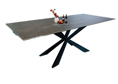 Steel Tube Extension Dining Table , Rectangle Ceramic Top Dining Table