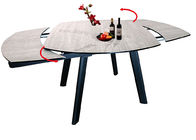 HPL Topped Tempered Glass Dining Table 1.7 Meter Powder Coating Finish