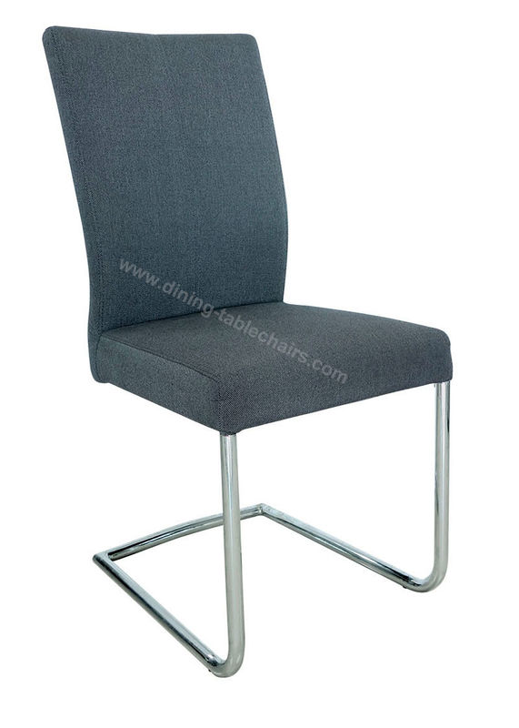 Grey Fabric Upholstered Dining Chairs , Modern Living Room Chair U Suspending Leg