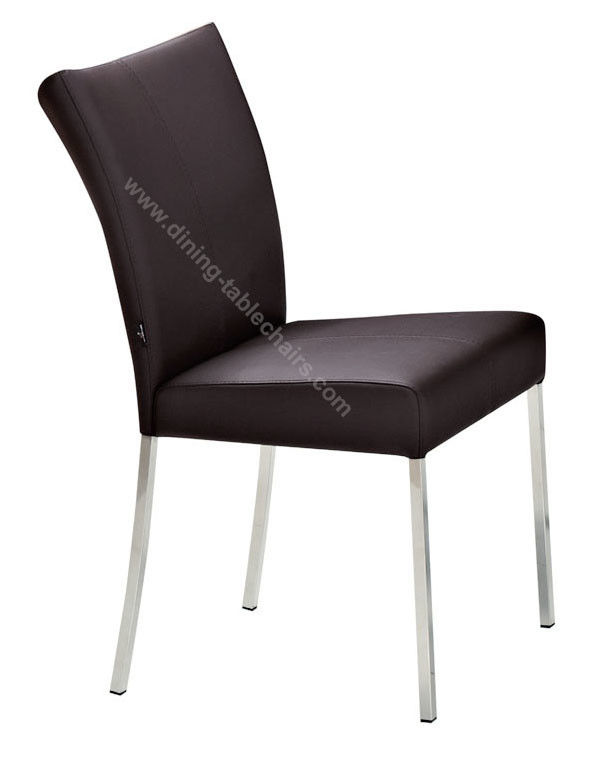 PU Polyurethane High Back Upholstered Dining Chairs Brushed Stainless Leg