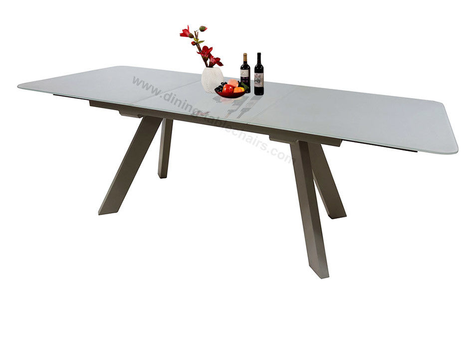 Stylish Painted Tempered Glass Dining Table , Rectangular Extension Dining Table