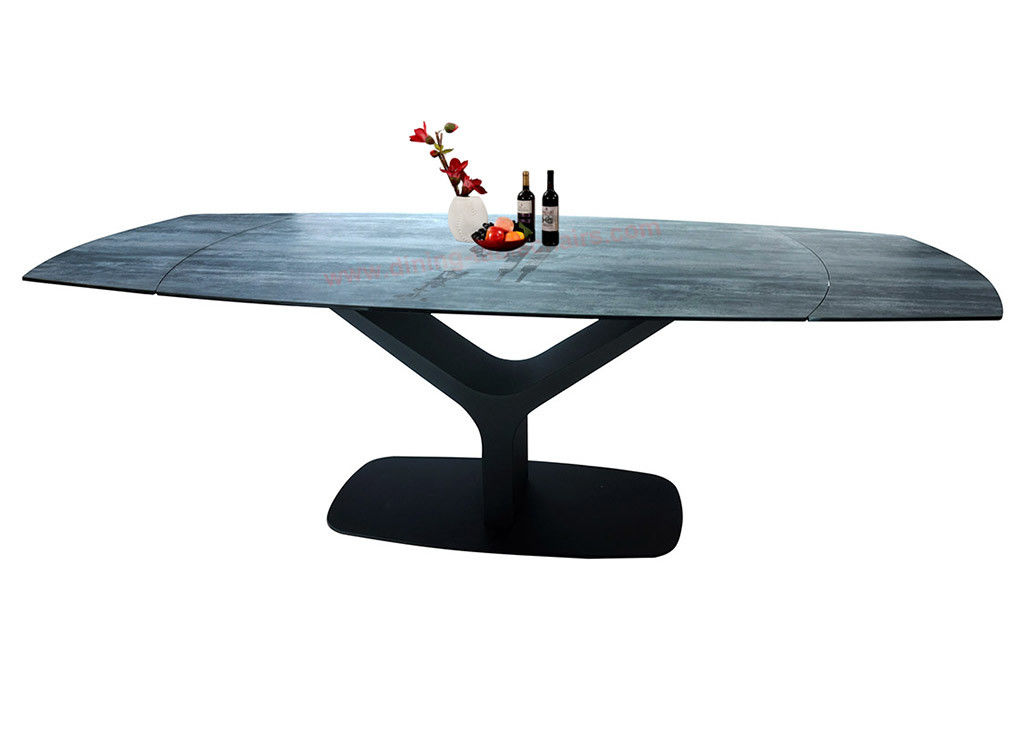 2.3 Meter Extension HPL Dining Table Tempered Glass Topped Heavy Duty Steel Frame