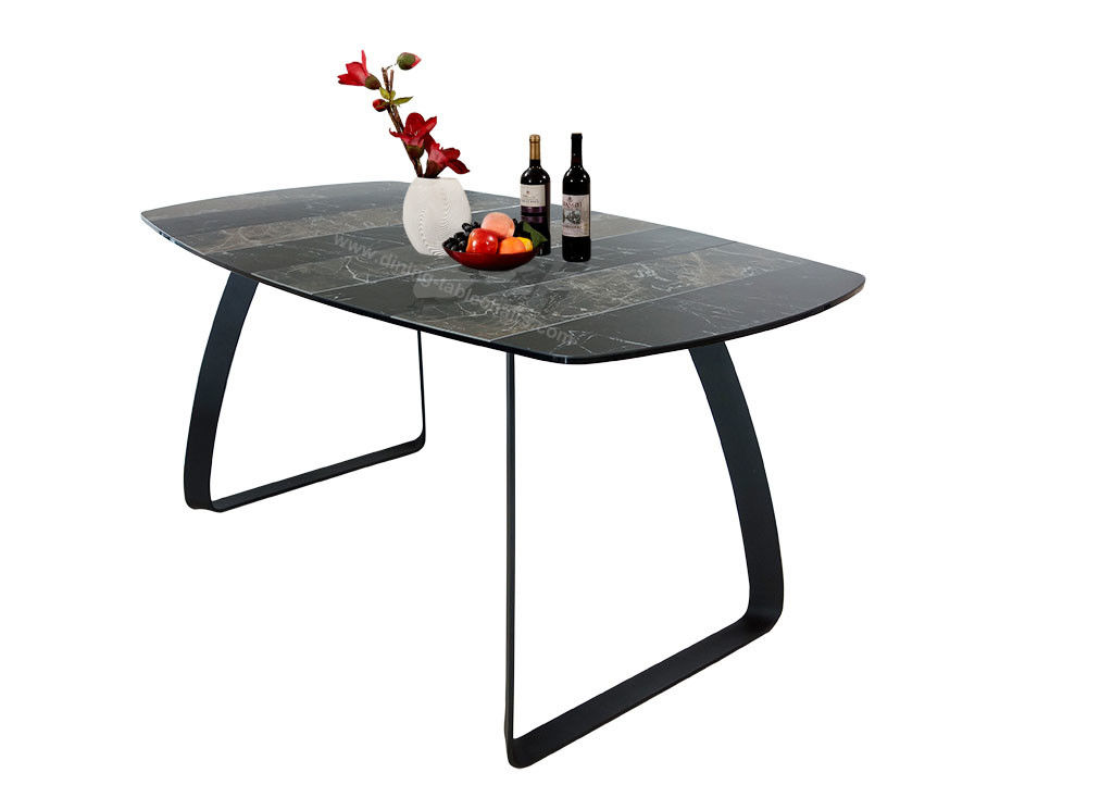 Ceramic Fixed Dining Table , 1.6 Meter Tempered Glass Top Dining Table