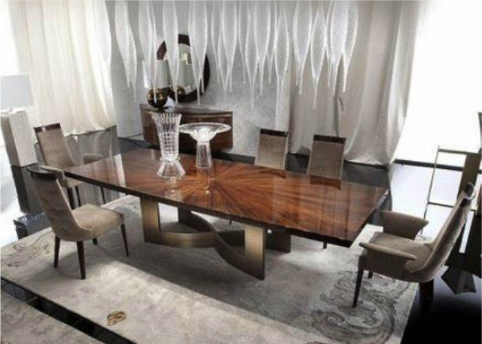0.7" MDF board Top Fixed Dining Table With Metal Legs
